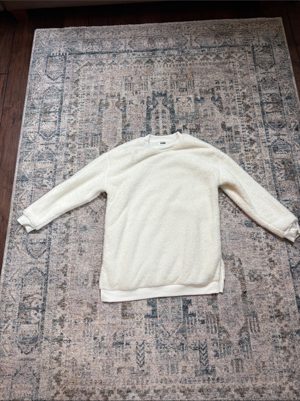 PINK Victoria's Secret Cream Sherpa Crewneck Sweater